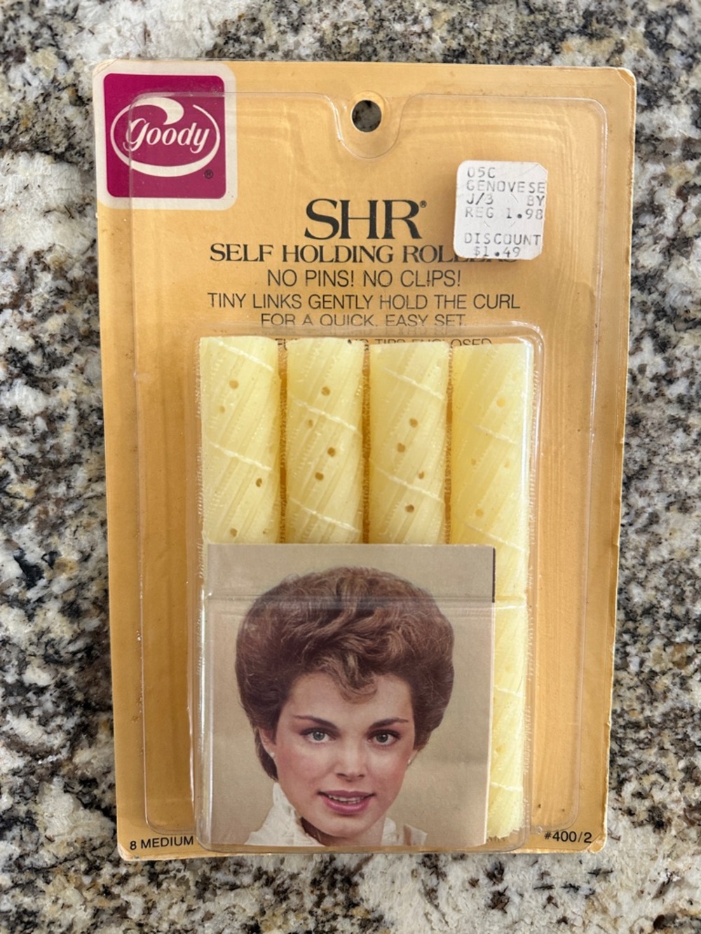 VINTAGE Goody SHR Self Holding Hair Rollers - Cream / yellow colored (8 Medium)